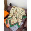 Alta gamma replica Sciarpa reversibile in cashmere Hermès con motivo a cavallo che salta 140 Verde
