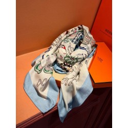 Qualità da grande replica Sciarpe reversibili in velluto colorato Hermès Sciarpa 140 cm Blu