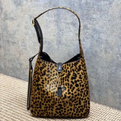 Replica qualità specchio Borsa a tracolla YSL Saint Laurent Le 5 &agrave; 7 piccola/media cavallino con stampa leopardata