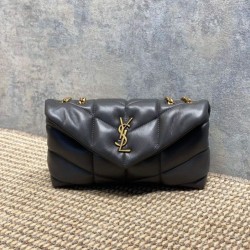 Replica qualità specchio Borsa a tracolla YSL Saint Laurent Mini Loulou Puffer Grigio urbano