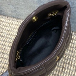 Replica qualità specchio Bora Pari all'originale replica a tracolla YSL Saint Laurent Mini Loulou Puffer Caffè