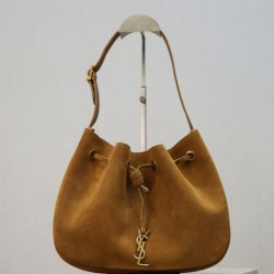 Replica qualità specchio Borsa a mano piccola Hobo PARIS VII YSL Saint Laurent pelle scamosciata giallo