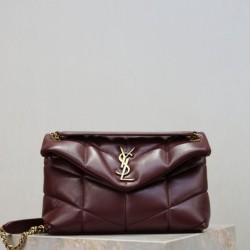 Replica qualità specchio Bora Pari all'originale replica a tracolla piccola Loulou puffer YSL Saint Laurentnappa Maroon