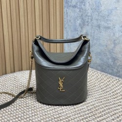 Replica qualità specchio Borse Imitazioni a secchiello mini Gaby YSL Saint Laurent Verde muschio