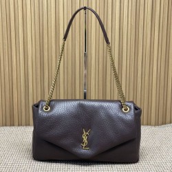 Replica qualità specchio Borsa a tracolla grande YSL Saint Laurent Calypso Caffè