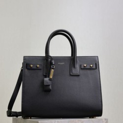 Replica qualità specchio Borsa tote Sac De Jour piccola/media/grande YSL Saint Laurent nera hardware dorato