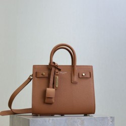 Replica qualità specchio Borsa tote Sac De Jour piccola/media/grande YSL Saint Laurent Marrone