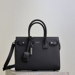 Replica qualità specchio Borsa tote Sac De Jour piccola/media/grande YSL Saint Laurent nera hardware argento