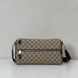 Replica qualità specchio Perfetta a tracolla cilindrica piccola da uomo Gucci in tela GG 834455