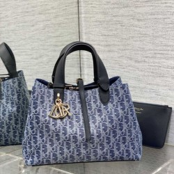 Replica qualità specchio Borsa Tote Dior Toujours piccola/media/grande blu denim