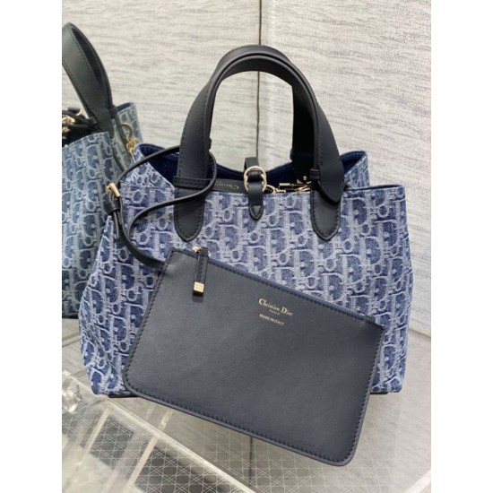 Replica Borsa Tote Dior Toujours piccola/media/grande blu denim Imitazioni Replica qualità specchio Borsa Tote Dior Toujours piccola/media/grande blu denim