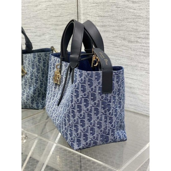 Replica Borsa Tote Dior Toujours piccola/media/grande blu denim Imitazioni Replica qualità specchio Borsa Tote Dior Toujours piccola/media/grande blu denim