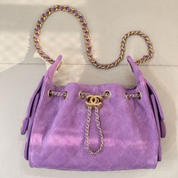 Replica qualità specchio Qualità superiore replica hobo piccola Chanel 25 AS5631 scamosciata viola