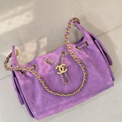 Replica Qualità superiore replica hobo piccola Chanel 25 AS5631 scamosciata viola Imitazioni Replica qualità specchio Qualità superiore replica hobo piccola Chanel 25 AS5631 scamosciata viola