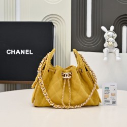 Replica qualità specchio Borsa hobo piccola Chanel 25 AS5631 scamosciata giallo
