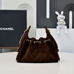 Replica Perfetta hobo piccola Chanel 25 AS5631 scamosciata Rosso scuro Imitazioni Replica qualità specchio Perfetta hobo piccola Chanel 25 AS5631 scamosciata Rosso scuro