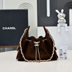 Replica qualità specchio Perfetta hobo piccola Chanel 25 AS5631 scamosciata Rosso scuro