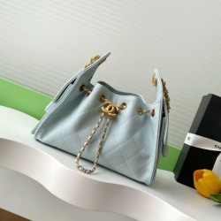 Replica qualità specchio Borse Imitazioni hobo piccola Chanel 25 AS5631 Azzurro