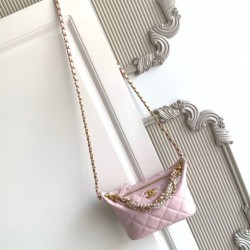 Replica Borsa hobo Chanel piccola Pearls AS5898 pelle di vitello Rosa Imitazioni Replica qualità specchio Borsa hobo Chanel piccola Pearls AS5898 pelle di vitello Rosa