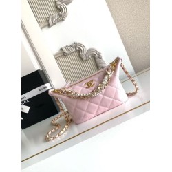 Borsa hobo Chanel piccola Pearls AS5898 pelle di vitello Rosa