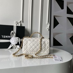 Replica Borse Chanel Flap 25K AS5813 AS5814 Manico con diamanti smerigliati Bianco Imitazioni Replica qualità specchio Borse Chanel Flap 25K AS5813 AS5814 Manico con diamanti smerigliati Bianco