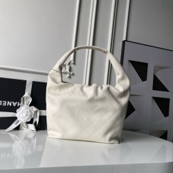 Replica qualità specchio Borsa  1:1 hobo grande Chanel con finiture metallo dorato AS5967 Bianco