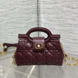 Replica Borsa Dior Jolie Top Handle Mini Cannage Chain bordeaux Imitazioni Replica qualità specchio Borsa Dior Jolie Top Handle Mini Cannage Chain bordeaux