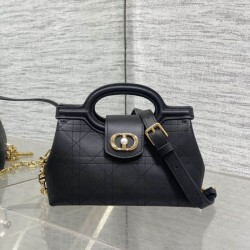 Replica qualità specchio Borsa a mano Dior Jolie Top Handle Mini Chain nera