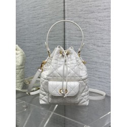 Dior piccola borsa a secchiello Dior Caro Latte Macrocannage Bianco