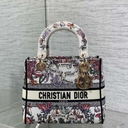 Replica Borsa Dior Lady D-Lite media con ricamo floreale multicolore Imitazioni Replica qualità specchio Borsa Dior Lady D-Lite media con ricamo floreale multicolore