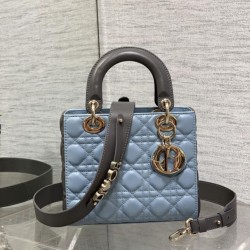 Replica qualità specchio Dior Lady Dior My ABCDior Borse Firmate  piccola con manico superiore blu/grigio
