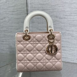 Replica Dior Lady Dior My ABCDior Borsa piccola con manico superiore rosa/bianco Imitazioni Replica qualità specchio Dior Lady Dior My ABCDior Borsa piccola con manico superiore rosa/bianco