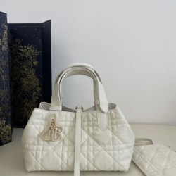 Replica qualità specchio Borsa Tote Dior Toujours mini in Macrocannage bianco