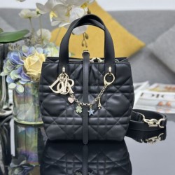 Replica qualità specchio Borse Imitazioni Dior Toujours Vertical Tote piccola con portafortuna Nero