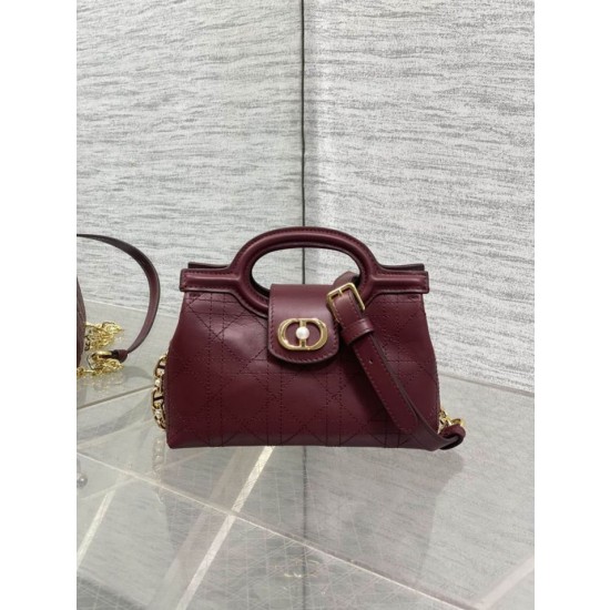 Borse Firmate Replica a mano Dior Jolie Top Handle Mini Chain bordeaux
