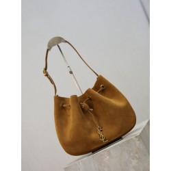 Borsa a mano piccola Hobo PARIS VII YSL Saint Laurent pelle scamosciata giallo