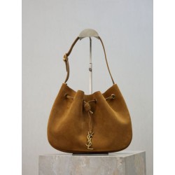 Borsa a mano piccola Hobo PARIS VII YSL Saint Laurent pelle scamosciata giallo