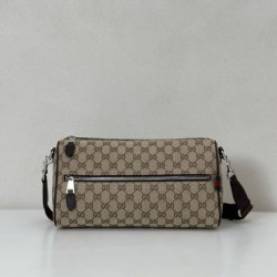 Replica Perfetta a tracolla cilindrica piccola da uomo Gucci in tela GG 834455