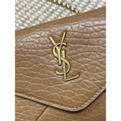 Borsa a tracolla classica Calypso Mini YSL Saint Laurent con catena Marrone