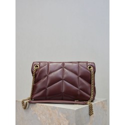 Bora Pari all'originale replica a tracolla piccola Loulou puffer YSL Saint Laurentnappa Maroon
