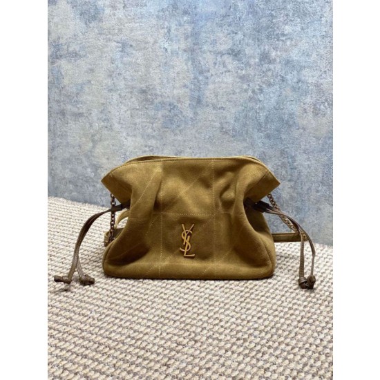 Borsa a tracolla YSL Saint Laurent Jamie pelle scamosciata Foglia d'oro