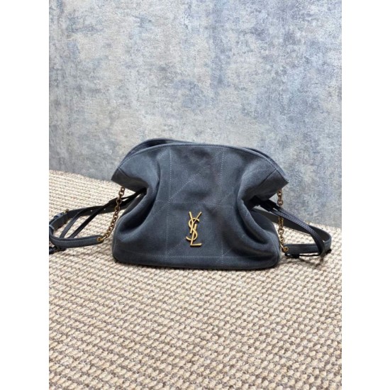 Borsa a tracolla YSL Saint Laurent Jamie pelle scamosciata Grigio