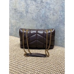Bora Pari all'originale replica a tracolla YSL Saint Laurent Mini Loulou Puffer Caffè