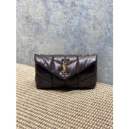 Bora Pari all'originale replica a tracolla YSL Saint Laurent Mini Loulou Puffer Caffè