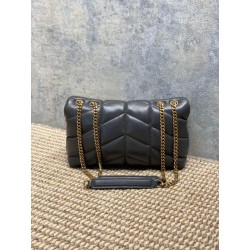 Borsa a tracolla YSL Saint Laurent Mini Loulou Puffer Grigio urbano