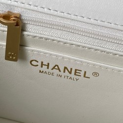 Borse Replica Chanel Flap 25K AS5813 AS5814 Manico con diamanti smerigliati Bianco