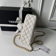 Borse Replica Chanel Flap 25K AS5813 AS5814 Manico con diamanti smerigliati Bianco