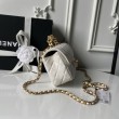 Borse Replica Chanel Flap 25K AS5813 AS5814 Manico con diamanti smerigliati Bianco