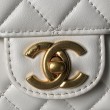 Borse Replica Chanel Flap 25K AS5813 AS5814 Manico con diamanti smerigliati Bianco
