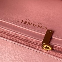 Borsa Chanel Flap 25K AS5813 AS5814 Manico con diamanti smerigliati Rosa